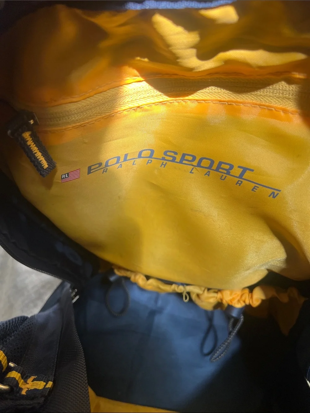 Ralph Lauren Polo Sport Black and Yellow Men’s Backpack. Size 17x12x8 inches.